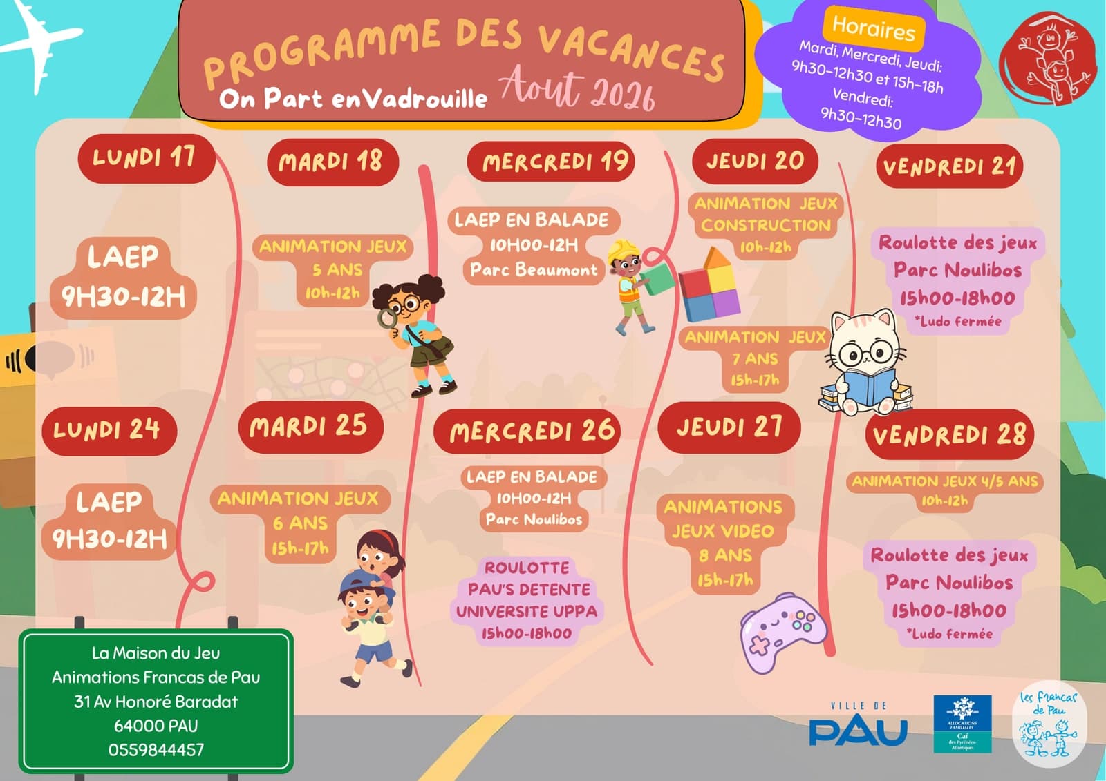 Programme des vacances de la ludothèque — Animations Francas de Pau